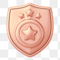 Rose gold police badge png 3D element, transparent background