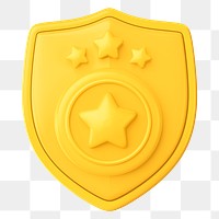 Yellow police badge png 3D element, transparent background