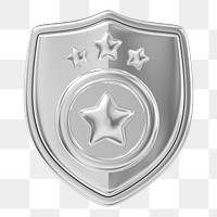 Sliver police badge png 3D element, transparent background