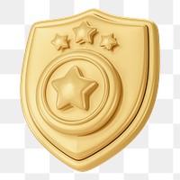 Gold police badge png 3D element, transparent background