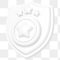 White police badge png 3D element, transparent background