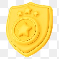 Yellow police badge png 3D element, transparent background