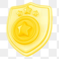 Yellow police badge png 3D element, transparent background