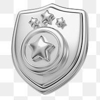 Silver police badge png 3D element, transparent background