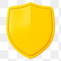 Yellow shield png 3D element, transparent background
