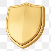 Golden shield png 3D element, transparent background