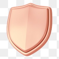 Rose gold shield png 3D element, transparent background