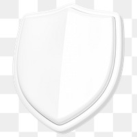 White shield png 3D element, transparent background