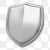 Silver shield png 3D element, transparent background