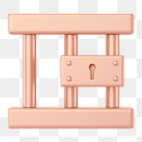 Rose gold prison cell png 3D element, transparent background