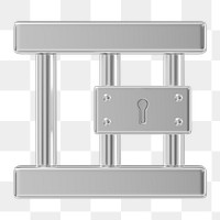 Silver prison cell png 3D element, transparent background