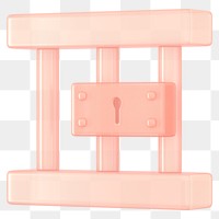 Rose gold prison cell png 3D element, transparent background