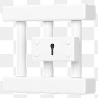 White prison cell png 3D element, transparent background