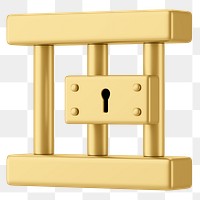 Gold prison cell png 3D element, transparent background