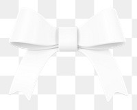 White ribbon bow png 3D element, transparent background