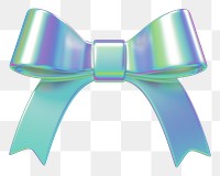 Holographic ribbon bow png 3D element, transparent background