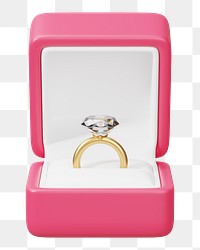 Pink engagement ring box png 3D illustration, transparent background