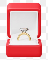 Red  engagement ring box png 3D illustration, transparent background