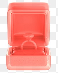 Red  engagement ring box png 3D illustration, transparent background