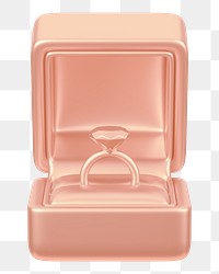 Copper engagement ring box png 3D illustration, transparent background