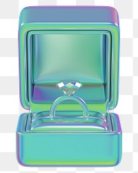 Holographic engagement ring box png 3D illustration, transparent background