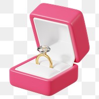 Pink engagement ring box png 3D illustration, transparent background