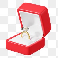 Red  engagement ring box png 3D illustration, transparent background