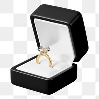 Black engagement ring box png 3D illustration, transparent background