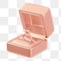 Copper engagement ring box png 3D illustration, transparent background