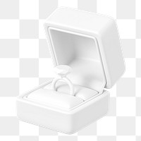 White engagement ring box png 3D illustration, transparent background