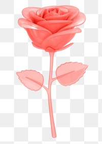 Red rose png flower, 3D illustration, transparent background