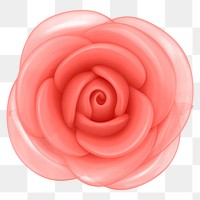 Red rose png flower, 3D illustration, transparent background