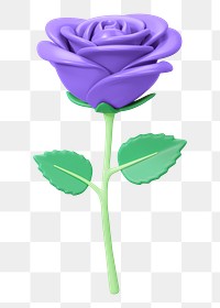 Purple rose png flower, 3D illustration, transparent background