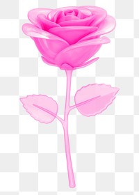 Pink rose png flower, 3D illustration, transparent background