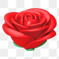 Red rose png flower, 3D illustration, transparent background