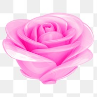 Pink rose png flower, 3D illustration, transparent background