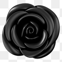 Black rose png flower, 3D illustration, transparent background