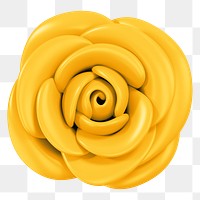 Yellow rose png flower, 3D illustration, transparent background