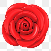 Red rose png flower, 3D illustration, transparent background