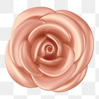 Copper gold rose png flower, 3D illustration, transparent background