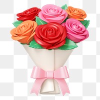 Rose flower bouquet png, 3D illustration, transparent background