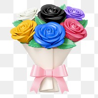 Rose flower bouquet png, 3D illustration, transparent background