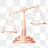 Rose gold justice scale png 3D element, transparent background