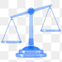 Blue justice scale png 3D element, transparent background
