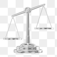 Silver justice scale png 3D element, transparent background