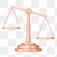 Rose gold justice scale png 3D element, transparent background