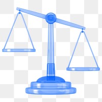 Blue justice scale png 3D element, transparent background