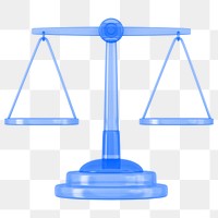 Blue justice scale png 3D element, transparent background