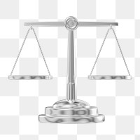 Silver justice scale png 3D element, transparent background