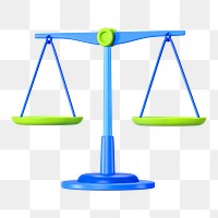 Blue justice scale png 3D element, transparent background